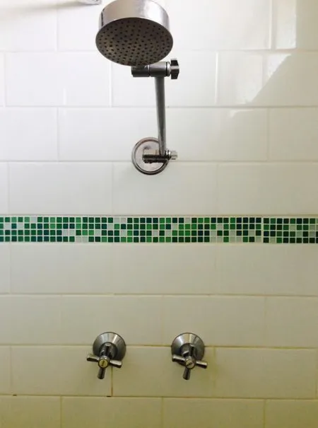 a shower with green tiles, which looks like a GitHub contribution chart.